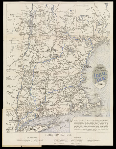 Automobile Map of New England showing the Ideal Tour.