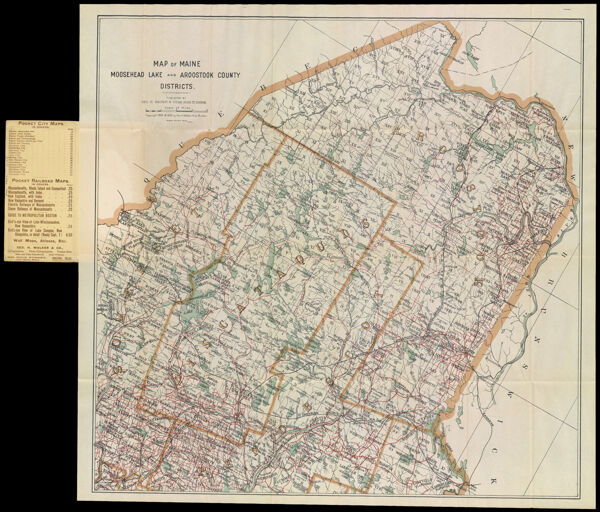 Map of Maine Moosehead Lake and Aroostook County Districts.
