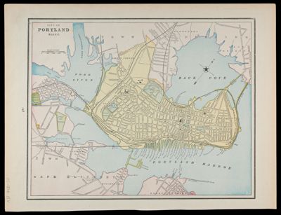 City of Portland Maine; [Verso] Maine Engraved for Standard Atlas of the World