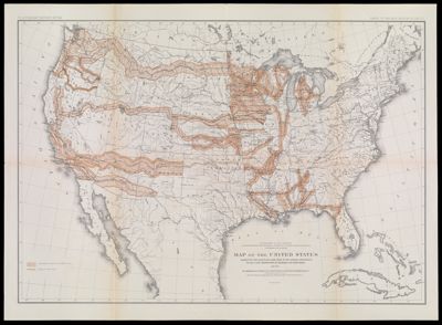Department of the Interior U.S. Geographical and Geological Survey of the Rocky Mountain Region. J.W. Powell, in charge. Map of the United States exhibiting the land grants made by the General Government to aid in the construction of railroad and wagon roads 1878. For explanations see chapter on 'Land Grants in aid of Internal Improvements.' The base chart was engraved for the Statistical Atlas of the United States. Julius Bien, Lithographer.