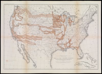 Map of the United States Exhibiting the Grants of Land Made by the General Government to Aid in the Construction of Railroads and Wagon Roads. 1878.