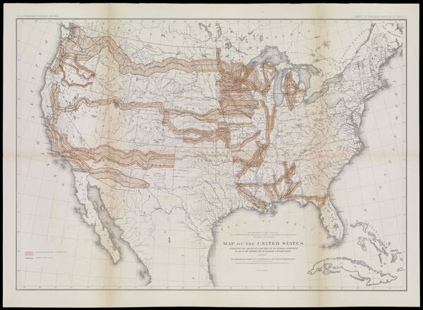 Map of the United States Exhibiting the Grants of Land Made by the General Government to Aid in the Construction of Railroads and Wagon Roads. 1878.