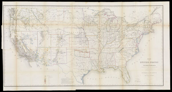 Map of the United States and Territories. Shewing the extent of Public Surveys and other details constructed from the Plats and official sources of the General Land Office under the direction of the Hon. Jos. Wilson Commissioner. By Theodore Franks Draughtsman 1866.