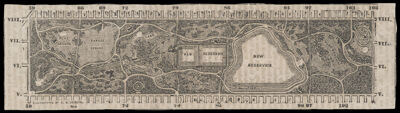 Untitled Miniature Plan of Central Park as proposed by Calvert Vaux and Fredrick L. Olmstead along with clipping article, 