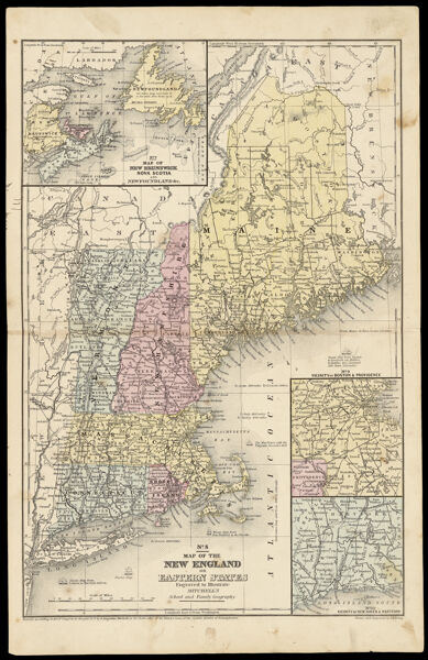 No. 8 Map of New England or Eastern States Engraved to Illustrate Mitchell's School and Family Geography