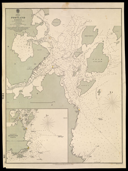 America East Coast Portland Harbour From the United States Coast Survey Published in 1854