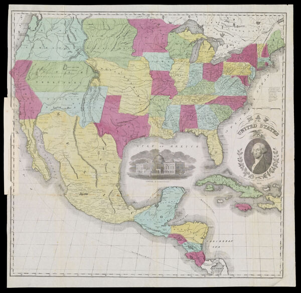 Map of the United States Published by Case Tiffany & Company 1852.