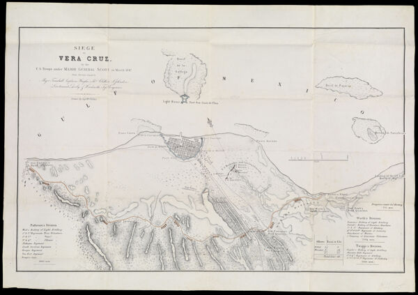 Siege of Vera Cruz by the U.S. troops under Major General Scott, in March 1847 : From surveys made by Major Turnbull, Captains Hughes, McClellan & Johnston, Lieutenants Derby & Hardcastle, topl engineers drawn by Capt. McClellan