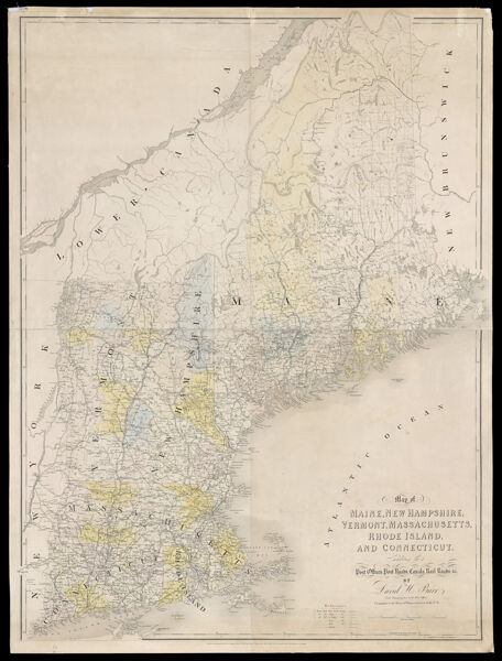 Map of Maine, New Hampshire, Vermont, Massachusetts, Rhode Island, and Connecticut. Exhibiting the Post Offices, Post Roads, Canals, Rail Roads, & c. By David H. Burr. (Late Topographer to the Post Office.) Geographer to the House of Representatives of the U.S.