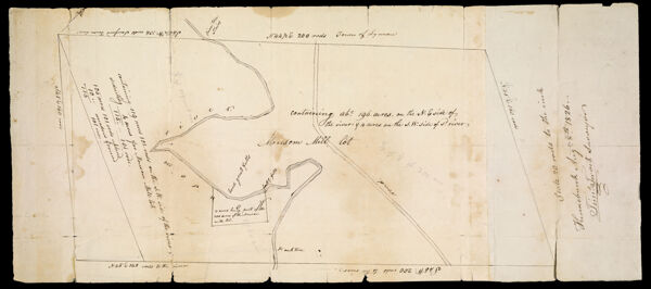 Untitled Manuscript Plot Survey, Lyman, Maine, showing part of Mousam River and Mousam Mill Lot