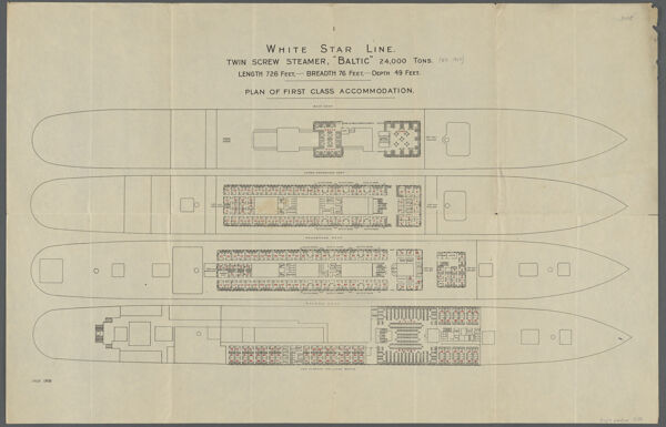 White Star Line Twin Screw Steamer, Baltic, 24,000 Tons