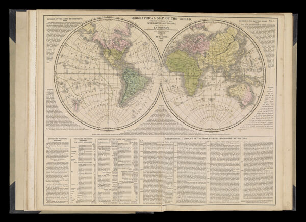 Geographical map of the world with the tracks of the most celebrated navigators, for the Elucidadion of Lavoisne's genealogical, historical, chronological and geographical atlas. By C. Gros. 1813