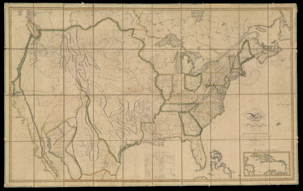 Map of the United States with the contiguous British & Spanish Possessions Compiled from the latest & best Authorities By John Melish Engraved by J. Vallance & H.S. Tanner. Entered according to Act of Congress the 6th day of June 1816. Published by John Melish Philadelphia.