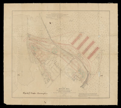 Map of Munjoy Hill and the adjacent waters of Portland Harbor showing the proposed plan of improvements.