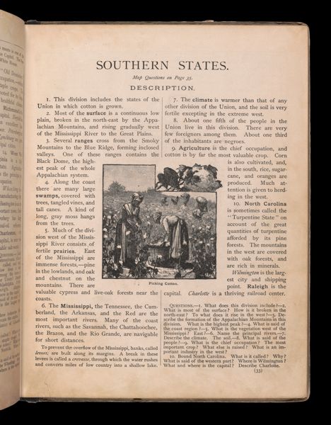 Southern states. / Picking cotton.