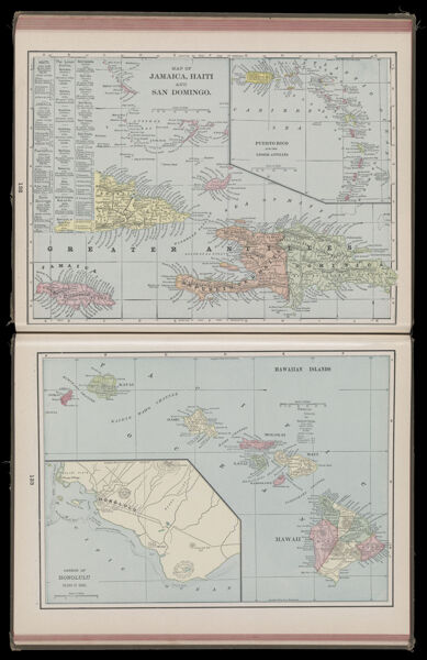 Map of Jamaica, Haiti and San Domingo / Puerto Rico and the Lesser Antilles / Hawaiian Islands / Harbor of Honolulu, island of Oahu