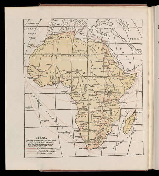 Africa at the Outbreak of the War: showing the expansion of railroads & steamship lines in the twentieth century