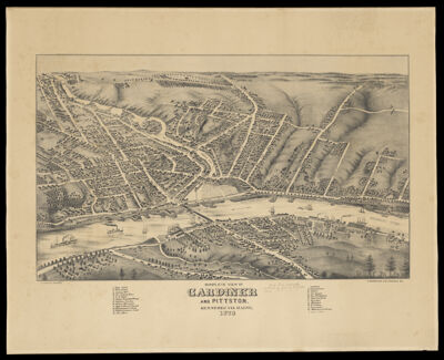 Bird's eye view of Gardiner and Pittston, Kennebec Co., Maine, 1878