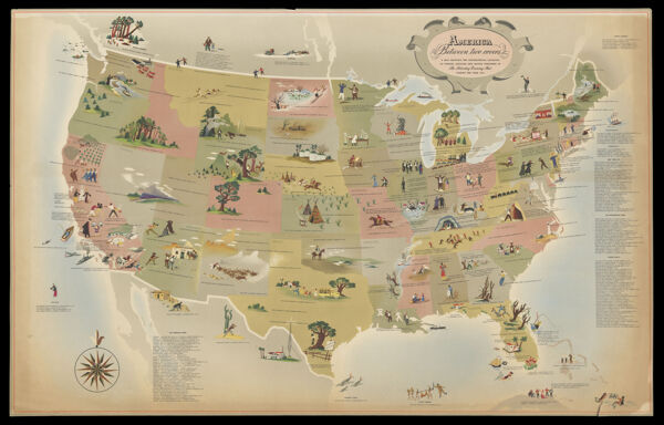 America between two covers : a map showing the geographical location of stories, articles and novels published in the Saturday Evening Post during the year 1940