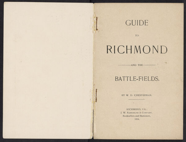 Guide to Richmond and the battle-fields. By W.D. Chesterman. [Title page]