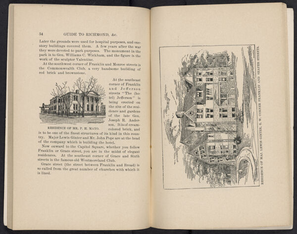 Guide to Richmond, &c. / Residence of Maj. Lewis Ginter, S.W. corner Franklin and Shafer Streets.