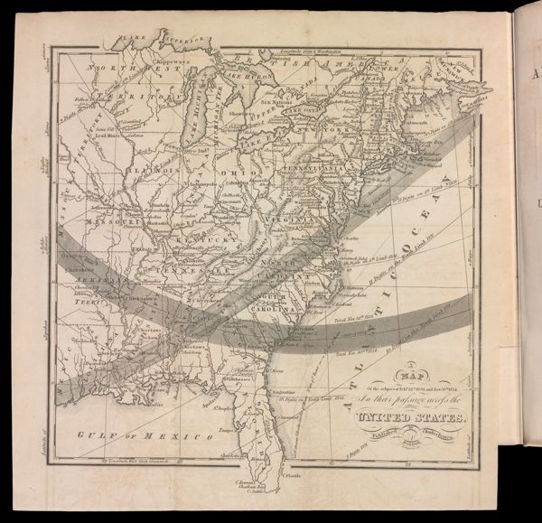 A Map of the eclipses of Feb. 12th. 1831 and Nov 30th. 1834. In their passage across the United States. Published by Charles Bowen.