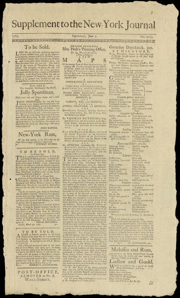 Supplement to the New-York Journal - 1785. Thursday, June 2. No. 2013.