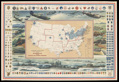 Defense map of United States showing the mobilization of our military and economic resources prepared by C.S. Hammond & Co.