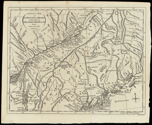 An Exact Map of the Province of Quebec, with Part of New York & New England from the Latest Surveys.