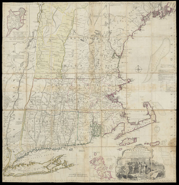 A Map of the most Inhabited part of New England, containing the Provinces of Massachusetts Bay and New Hampshire, with the Colonies of Conecticut and Rhode Island, Divided into Counties and Townships: The Whole composed from Actual Surveys and its Situation adjusted by Astronomical Observations.