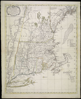A Map of the most inhabited part of New England, containing the provinces of Massachusetts Bay and New Hampshire with the colonies of Conecticut and Rhode Island, Divided into Counties and Townships: The whole composed from Actual Surveys and its Situation adjusted by Astronomical Observations.