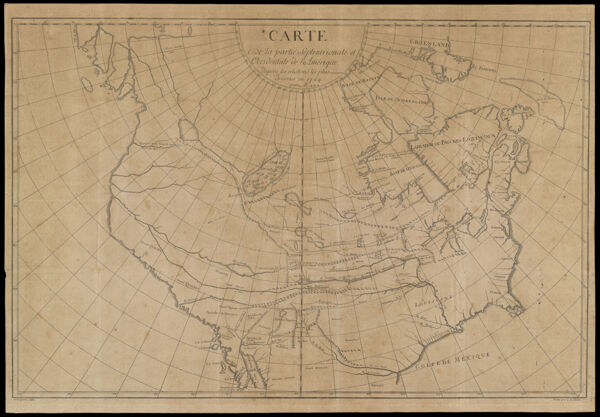 Carte de la partie Septentrionale et Occidentale de l'Amerique d'apres les relations les plus recentes dressees en 1764 par Mr.