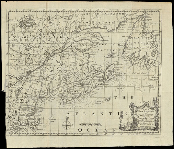 A Map Of New England, and Nova Scotia, with part of New York, Canada, and New Britain & the adjacent Islands of New Found Land Cape Breton & c. By Tho. Kitchin Geogr.