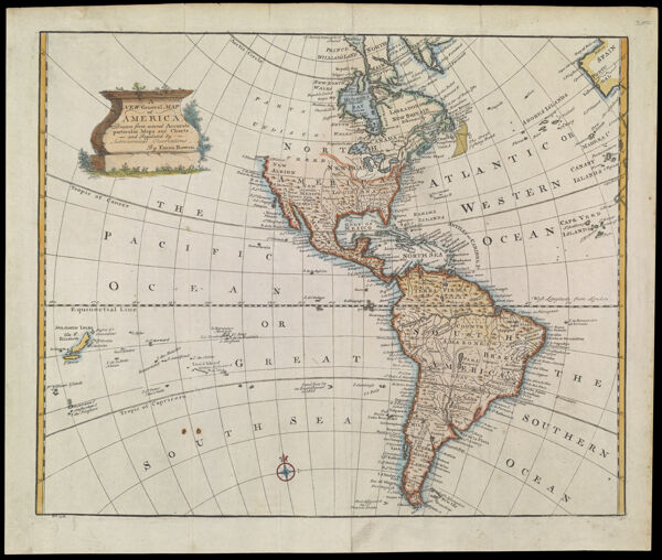 A New General Map of America. Drawn from several Accurate particular Maps and Charts, and Regulated by Astronomical Observations. By Eman. Bowen.