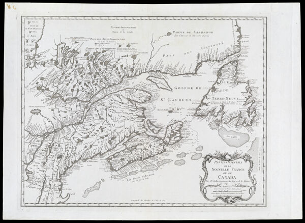 Partie Orientale de la Nouvelle France ou du Canada Par Mr. Bellin Ingenieur du Roy et de la Marine 1745.