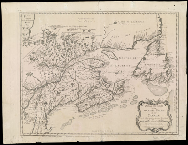 Partie Orientale de la Nouvelle France ou du Canada Par Mr. Bellin Ingenieur du Roy et de la Marine 1755.