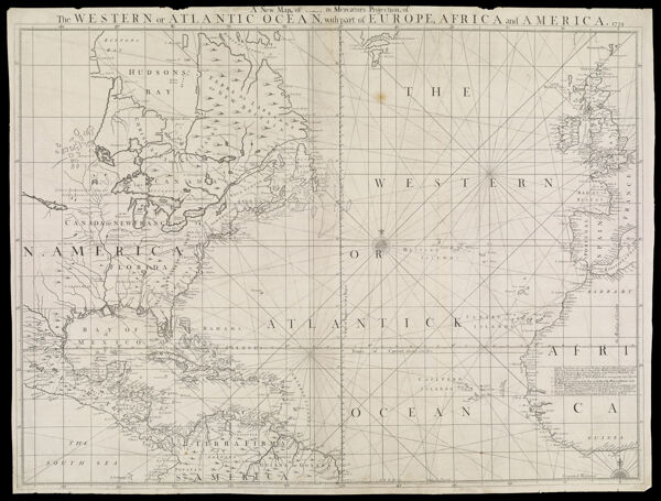 A New Map, or (illegible) in Mercators Projection, of the Western or Atlantic Ocean, with part of Europe, Africa and America 1739.