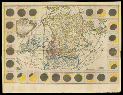 The geography of the great solar eclipse of July 14 MDCCXLVIII : exhibiting an accurate map of all parts of the Earth in which it will be visible with the North Pole according to the latest discoveries