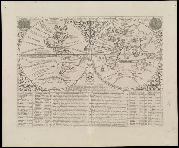 Mappe Monde ou Description Generale du Globe Terrestre
