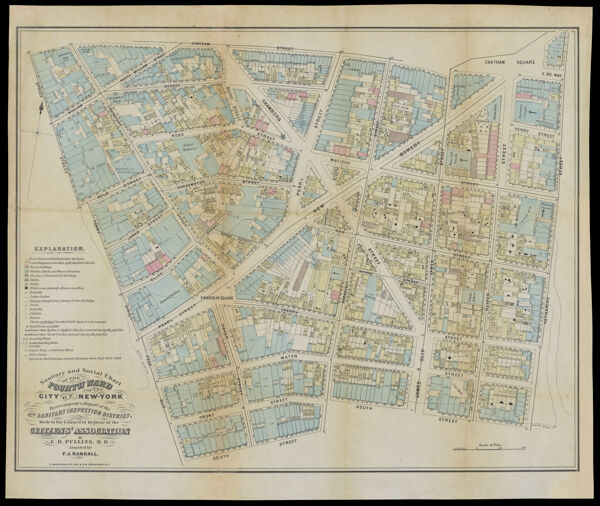 Sanitary and social chart of the Fourth Ward of the city of New-York : to accompany a report of the 4th Sanitary Inspection District, made to the Council of Hygiene of the Citizens' Association by E.R. Pulling, M.D. assisted by F.J. Randall