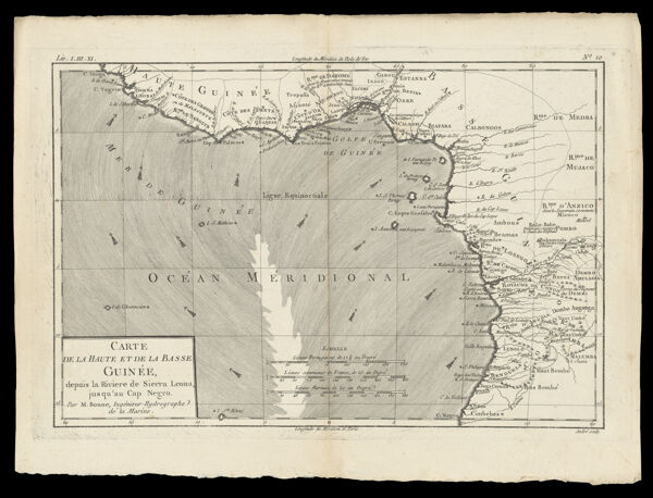 Carte de la Haute et de la Basse Guinée depuis la Riviere de Sierra Leona, jusqu 'au Cap Negro par M. Bonne, Ingénieur-Hydrographe de la Marine.