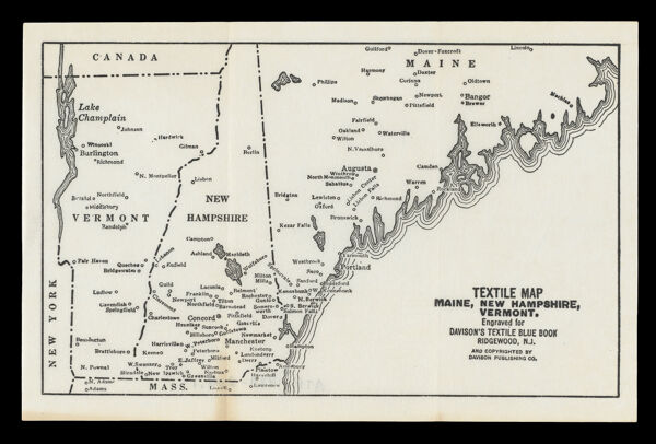 Textile Map Maine, New Hampshire, Vermont
