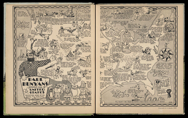 Paul Bunyan's Pictorial map of the United States Depicting Some of His Deeds and Exploits
