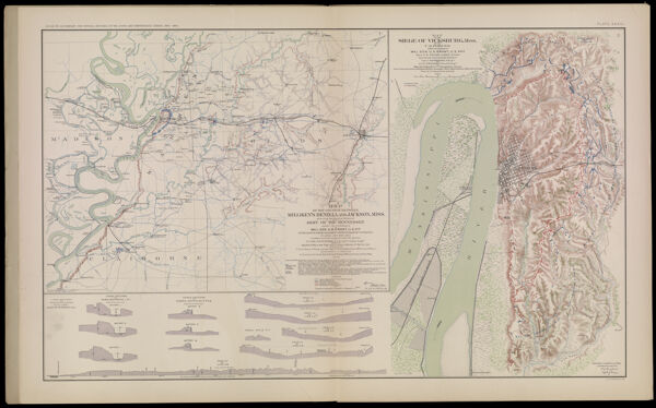 Map of the country between Milliken's Bend, LA. and Jackson, Miss. showing the routes followed by the Army of the Tennessee under the command of Maj. Gen. U. S. Grant, U. S. Vls. in its march from Milliken's Bend to rear of Vicksburg in April and May, 1863.