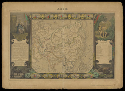 Asie. Atlas Universel Illustre. Geographie et Statistique par V. Levasseur, Ingenieur Geographe. Grave par Laguillermie, rue St. Jacques, 82. Illustre par Raimond Bonheur, peintre. Impie. de Lemercier, rue de Seine, 57-Paris. A Paris, chez A. Combette, Editeur, rue de la Parcheminerie, 15.