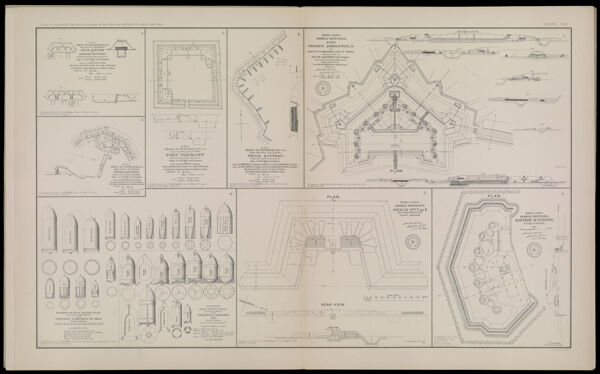 [Eight diagrams and plans of munitions and fortifications]
