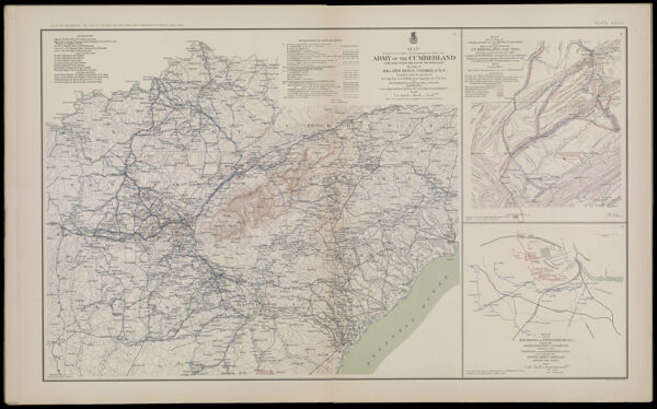 Map prepared to exhibit the Campaigns in which the Army of the Cumberland took part during the war of the rebellion by order of Maj. Gen. Geo. H. Thomas, U.S.A.