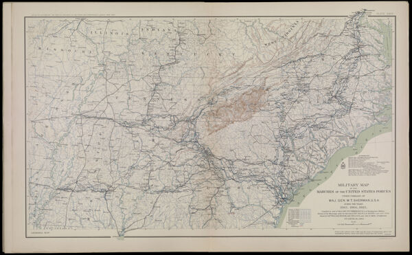 Malitary Map of the Marches of the United States Forces under command of Maj. Gen. W. T. Sherman, U.S.A. during the years 1863, 1864, 1865.