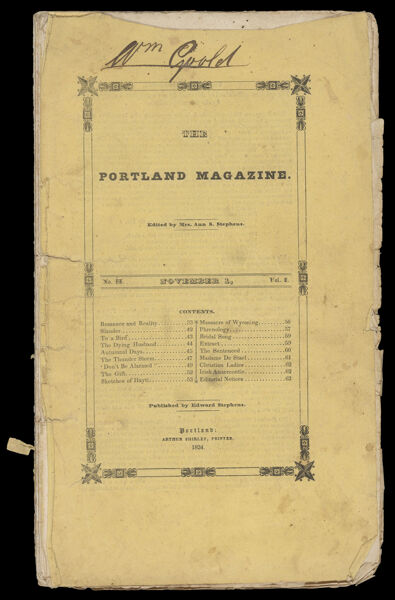 Portland Magazine. Vol. 1, No. 2. November 1, 1834. Pages 33 - 64.