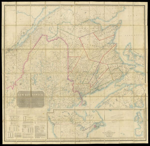 Map of the British province of New Brunswick from the best existing materials by authority of the provincial legislature with adjacent parts of Canada, Nova Scotia & Maine compiled and drawn by John Wilkinson